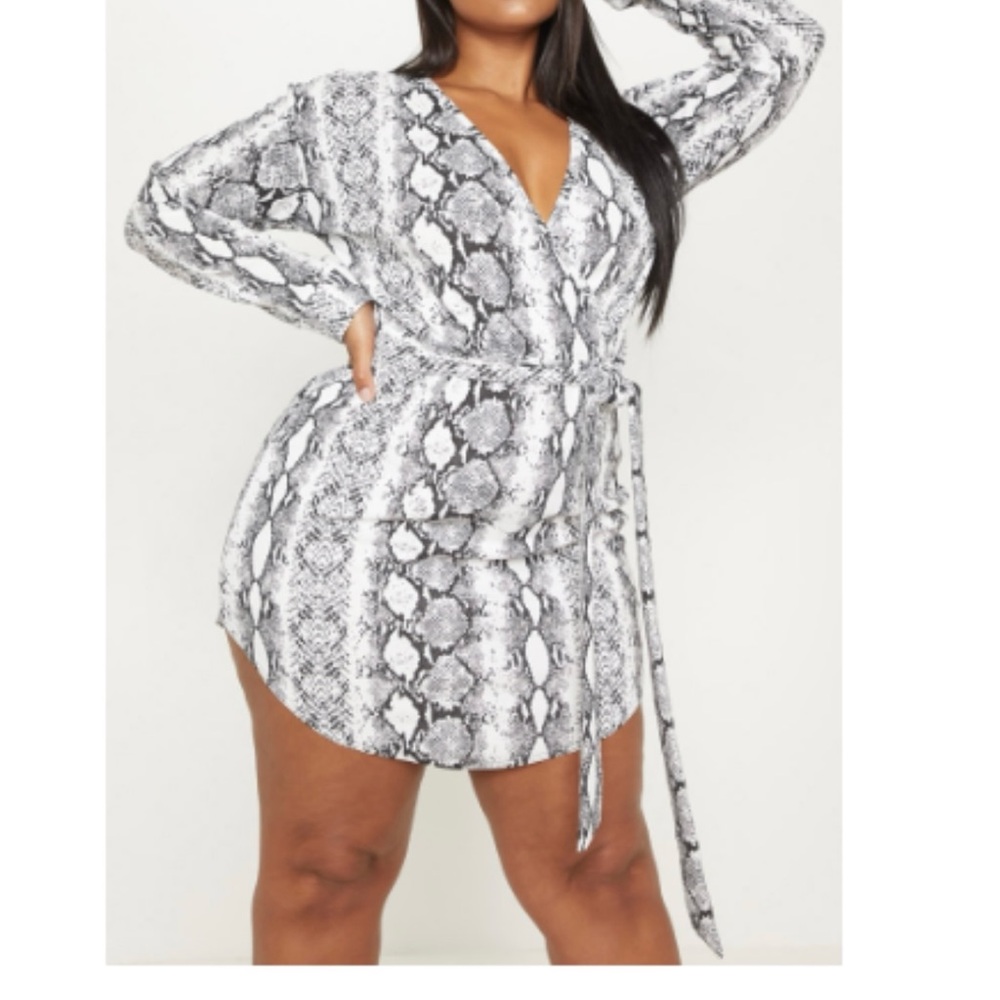 PLT White Snake Print Wrap Dress NWT